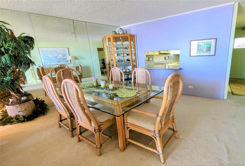 Spacious dining area with pass through to the kitchen