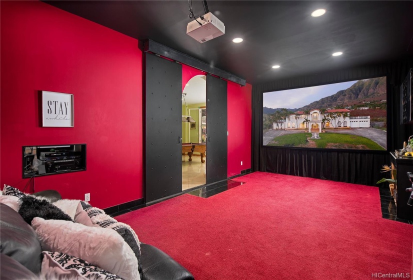 Theater Room makes for a load of family fun and memories after a day at the beach you can throw on some pj's and pop that popcorn to enjoy!