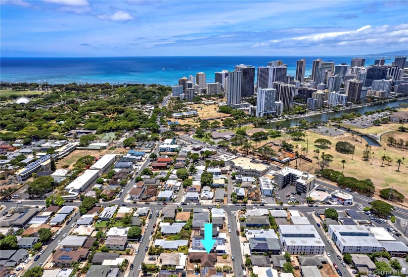 This can be the site of your next HOME Sweet Home with the beautiful Pacific Ocean & Waikiki skyline shown in the aerial backdrop.