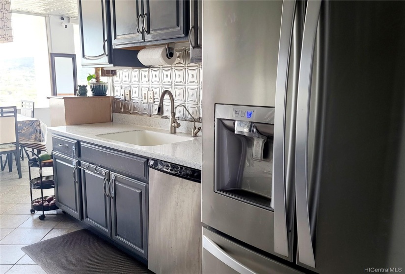 Kitchen with stainless steel appliances