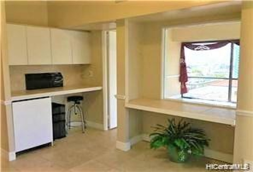 Cabinets, computer station area