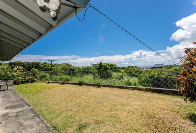 back yard , fully fenced in