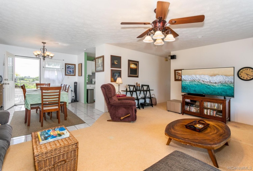 Living room with dining room