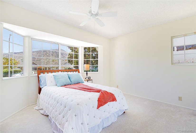 Guest bedroom has beautiful views of Koko Head from the large bay window.