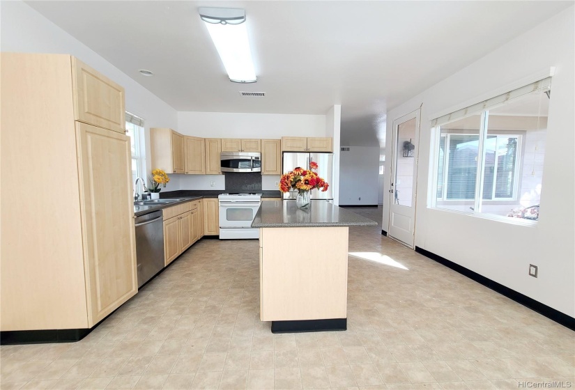 Kitchen with stainless steel appliances