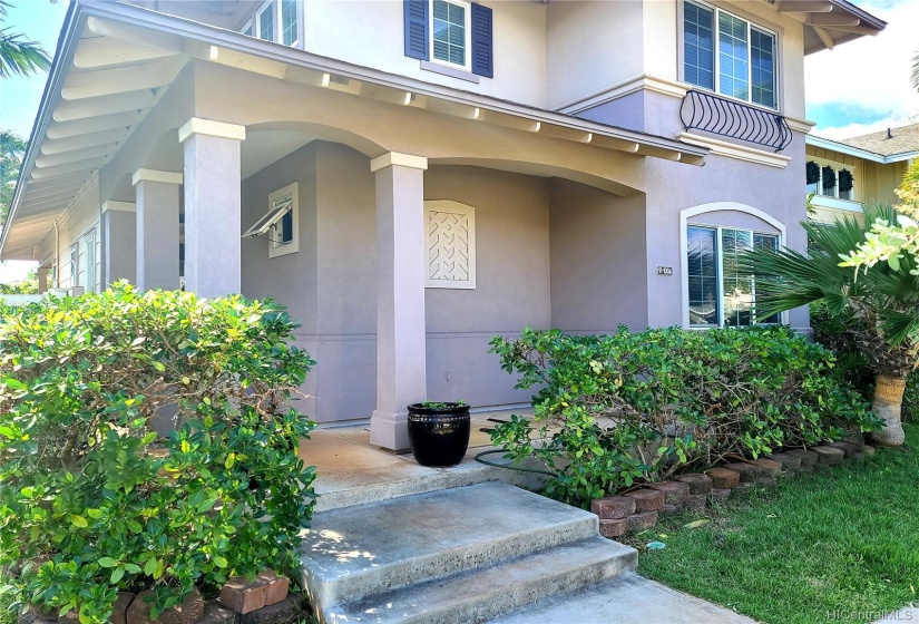 Front Patio of Central AC, Executive home with 1 bedroom 1 bath downstairs & 26 Owned PV Panels