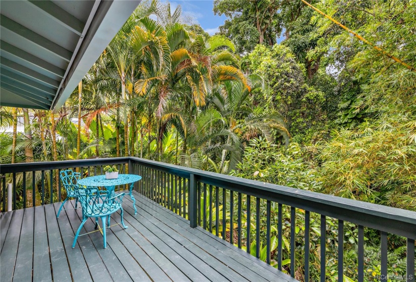 Private Cottage with views of Tropical landscaping and the flowing Stream.