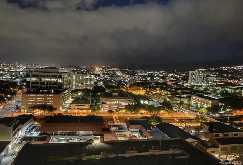 Night views from a living room