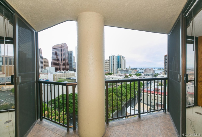 Centrally located lanai opens to the living room and both bedrooms and help bring in the trade wind breezes.