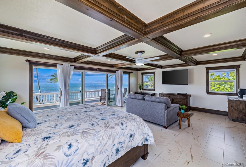 The master suite offers stunning ocean views.