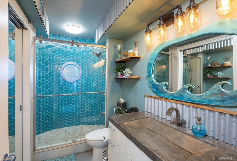 These updates pay homage to the ocean, which you can take in through the porthole shower window.