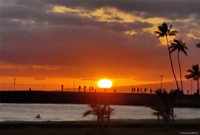 Sunset at nearby Ala Moana Beach