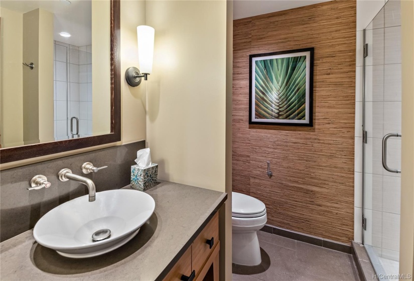 2nd full bathroom with shower stall right next to the 2nd bedroom