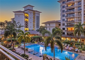 The perfect spot overlooking the heated saltwater lap pool and ocean in the distance!