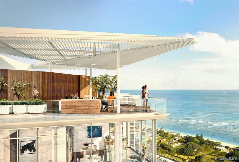 Rooftop sky terrace. Image courtesy of Howard Hughes Ward Village Properties.