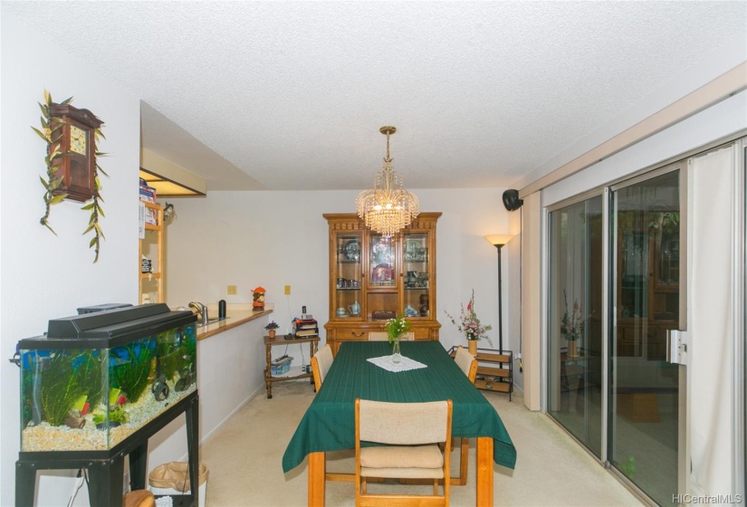 View of Dinning room and chandelier.