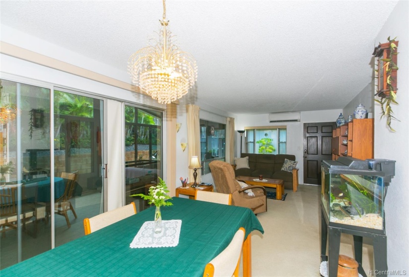 Dinning Area with wall to wall carpet.