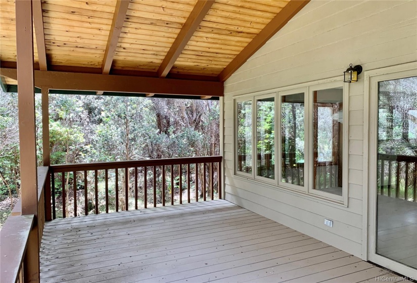 The deck is right off the kitchen, great space to BBQ or enjoy a meal outdoors.