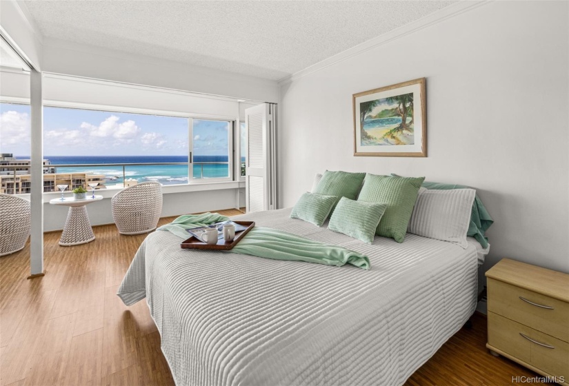 Bedroom with ocean view.