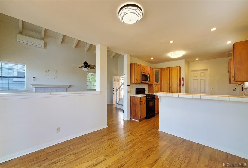 Kitchen/Dinning area with living area towards left