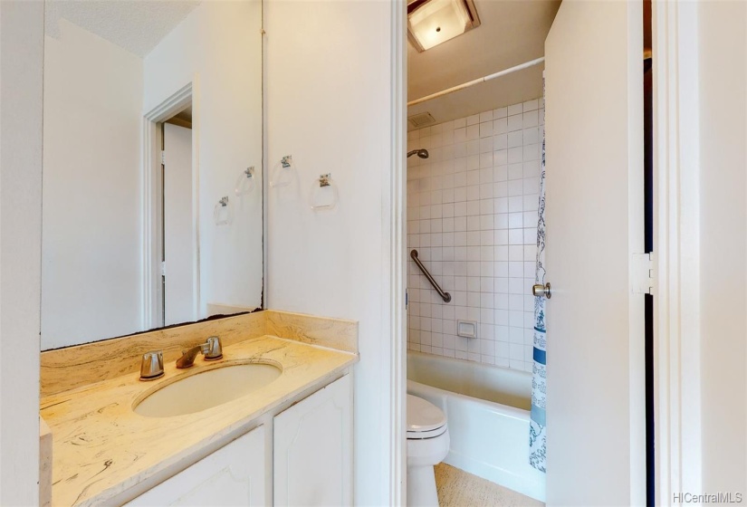 Unit bathroom allows separation from vanity and shower areas for privacy and efficiency.  The bathroom is also original and reflected in price.