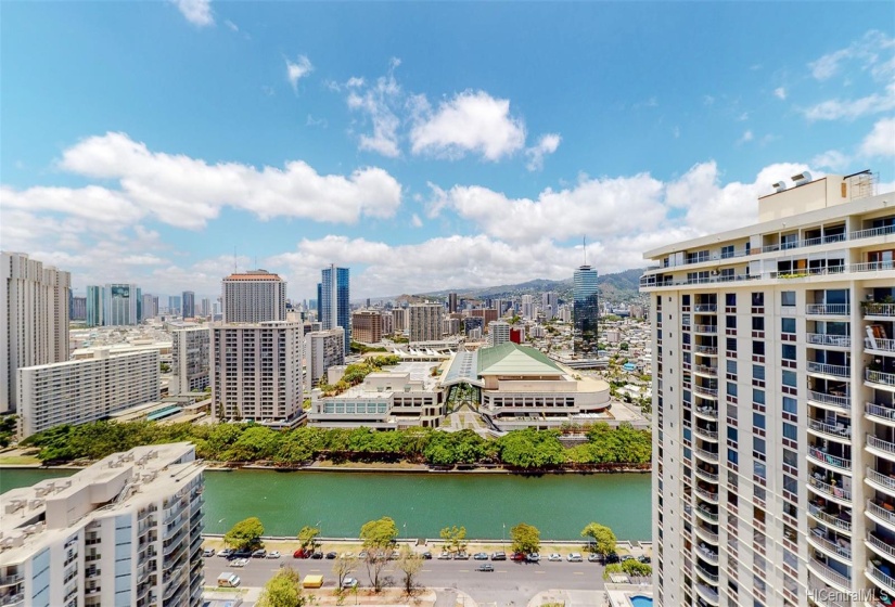 Great canal, city, and mountain view from inside the unit and even better on the lanai.