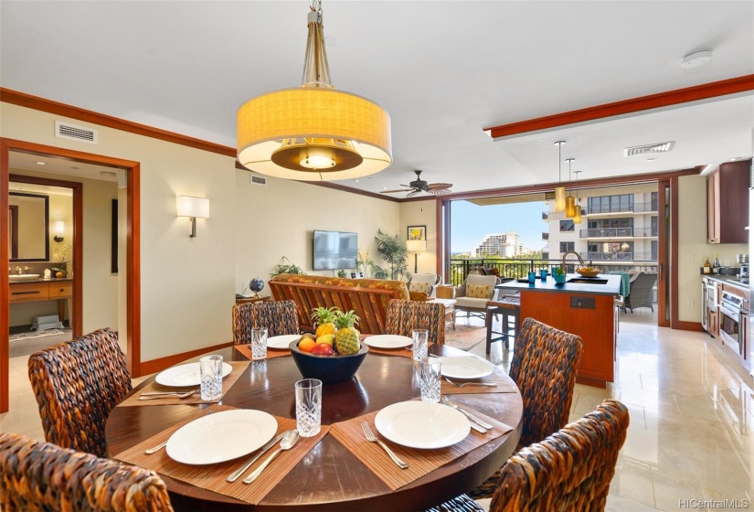 Dining area with new dining chairs.