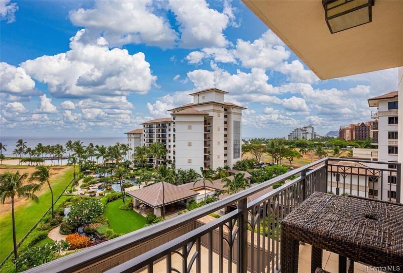 Private balcony lanai with direct ocean-facing views from the Guest bedroom.