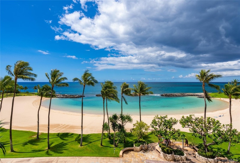 View of Lagoon 2 in front of Beach Villas at Ko Olina, one of the most quiet and exclusive lagoons in the Reosrt.