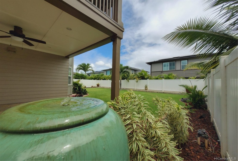 Enjoy the gentle sound of your fountain vase while relaxing in your covered patio either upstairs or downstairs.