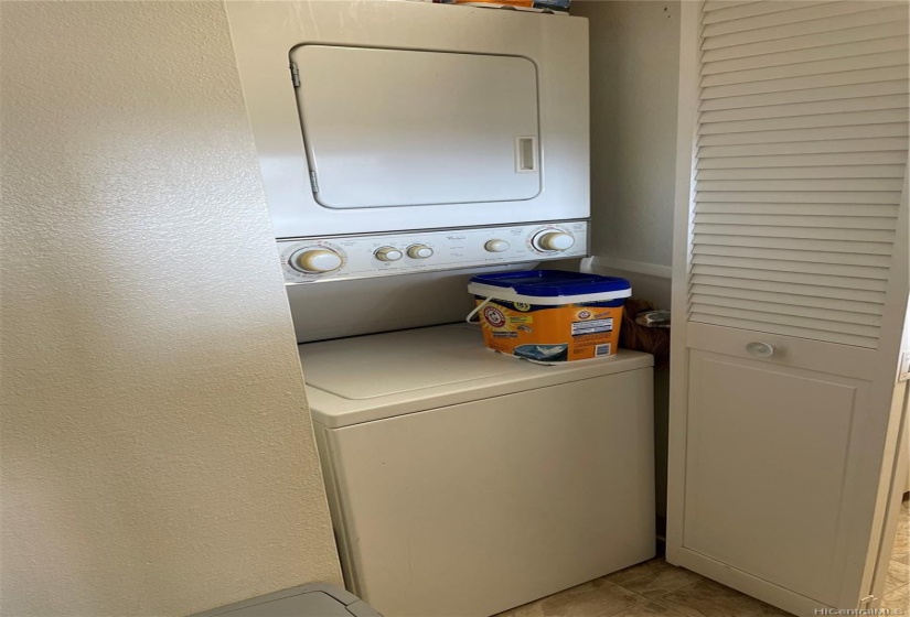 stackable washer and dryer inside the unit. A community laundry is also available for bigger laundry items.