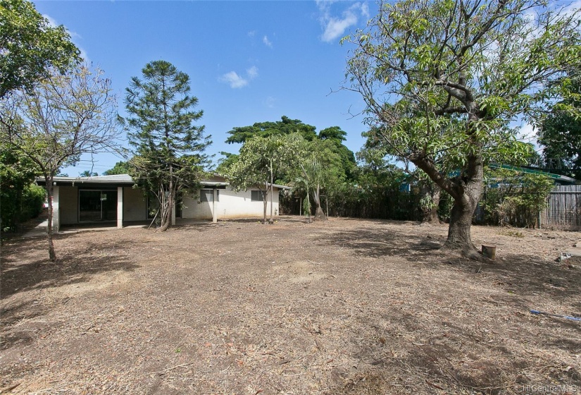 View from backyard looking towards house