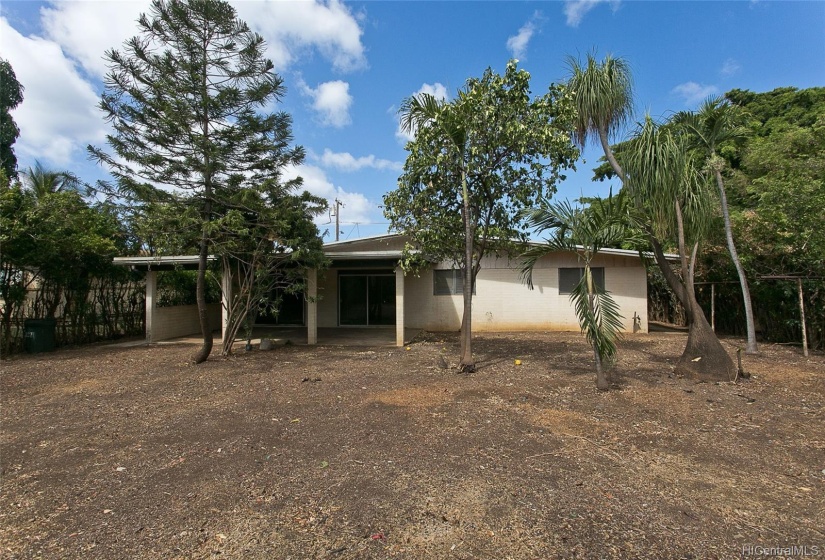 View from backyard looking at house