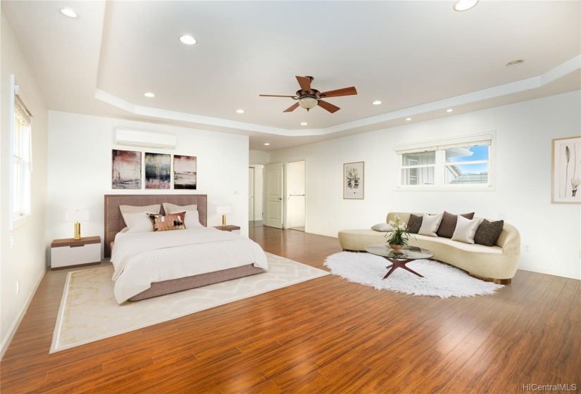 Virtually staged master bedroom