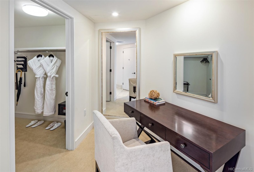 Walk-in closet and Master Bedroom desk area.