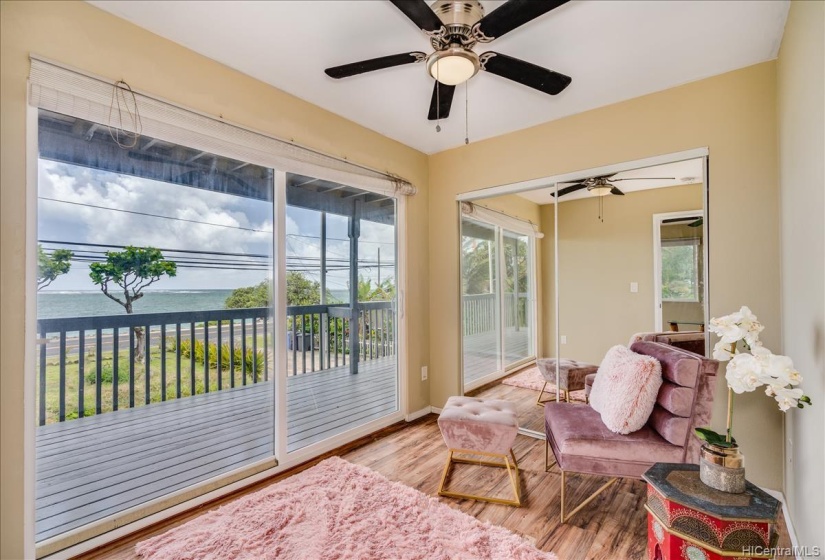 Smaller unit bedroom with ocean views