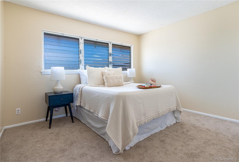 Spacious bedroom has a walk-closet and another separate closet.  New carpet and paint throughout upstairs.