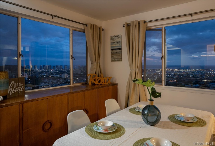 Imagine having dinner and seeing the whole Waikiki and Downtown skyline.