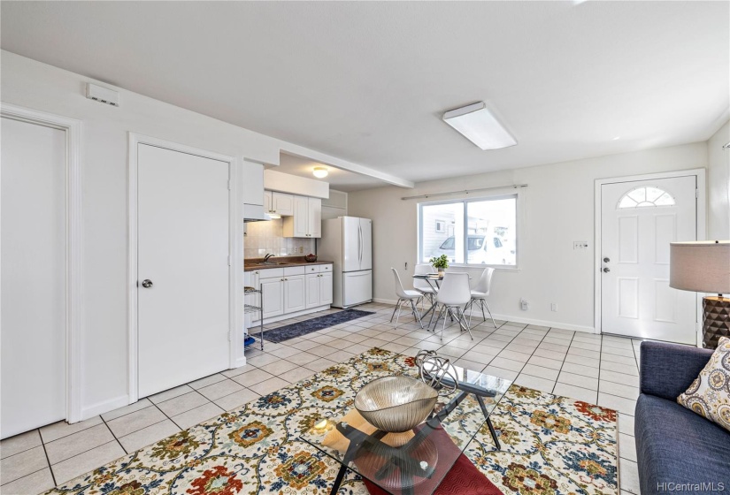 Downstairs unit boasts 2BD/1.5BA with a wet bar and a washer (add your own dryer).