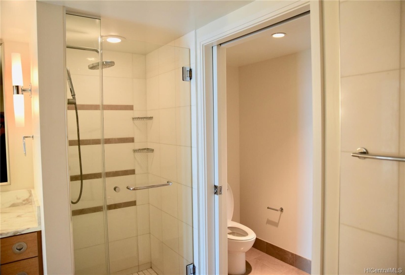 Standing shower in the master bath