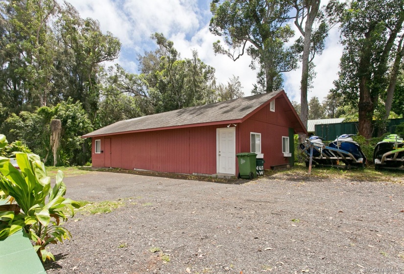 The lower 60' x 20' lower garage.