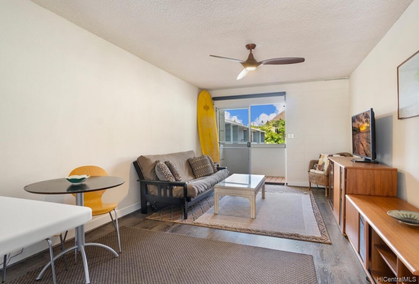 Dining and living area and lanai in the background