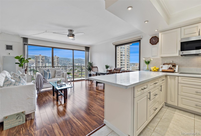 View as you enter home - Ceramic tile floors in Kitchen and Laminate in living room and bedroom