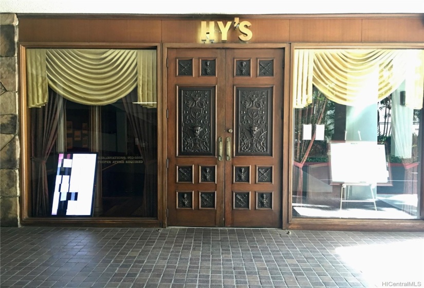 Hy's Steak House is downstairs.