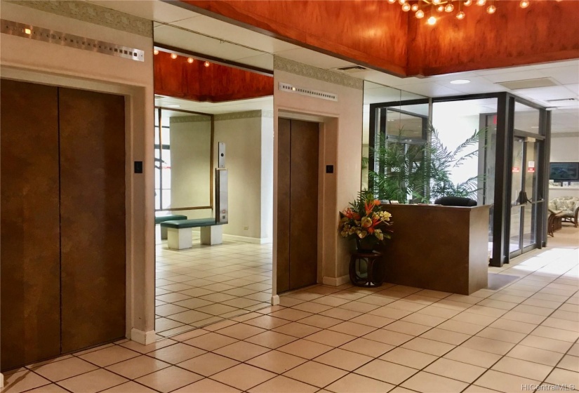 Entry lobby and security desk