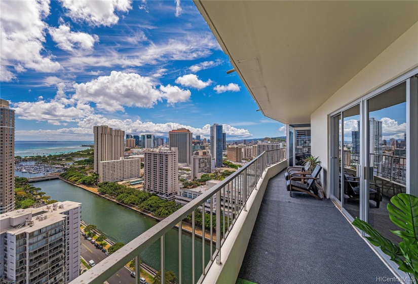 Outdoor space on your 740 sq. ft. covered lanai. A wonderful way to enjoy Hawaii's cool trade winds.  Sit back and relax.