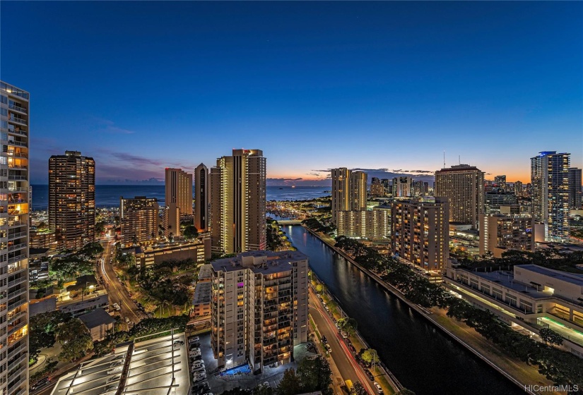 Twilight from your lanai. Watch the sun go down and the night come alive.