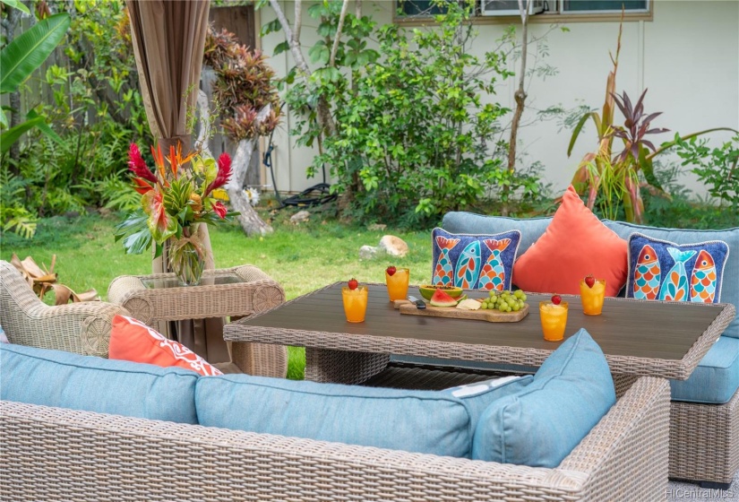 Comfy patio furniture for main house residents.