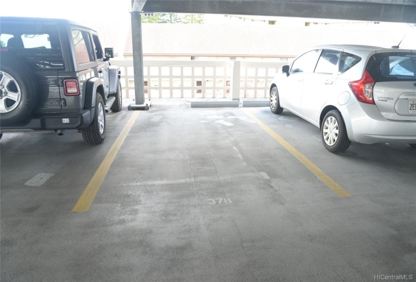 Parking stall under PV structure; not water proof