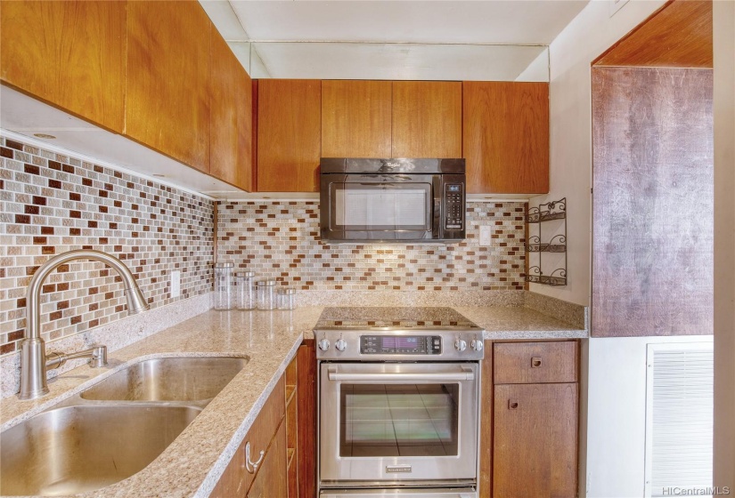 Appliances were recently replaced and counters upgraded to granite